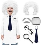 XonyiCos Kids Mad Scientist 9 Pcs Set With Wig 100th Day of School Old Man Albert Einstein Costume for 5-14 Years