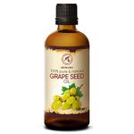 Grapeseed Oil 100ml - Cold Pressed - 100% Pure and Natural - Vitis Vinifera - Italy - Best Benefits for Hair - Face and Skin Care - Massage