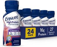 Ensure High Protein Nutritional Shake with 16g of High-Quality Protein, Ready-to-Drink Meal Replacement Shakes, Low Fat, Strawberry, 8 fl oz, 24 Count