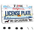 I Love My Dachshund License Plate Frame Dog License Plate Frame Animal for Car Decorative Parts Rustproof License Plate Cover for Standard Us Canada License Plate Holder Unisex 12x6 Inch