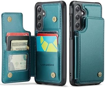 Vinich for Samsung Galaxy S25 FE Wallet Case with Card Holder, RFID Blocking Credit Slots Kickstand Shockproof Phone Cover for Women Men, Bluish Green