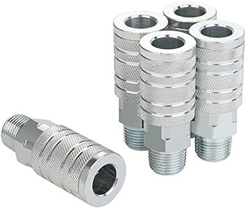 JOROY 1/2 Air Tools Fittings, Industrial M-Type Coupler, 1/2 Inch Flow Size, 1/2 Inch Male Threads Size, Steel Material, 300PSI, 5 Pieces Air Compressor Accessories Fittings