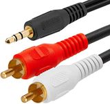 SVDK 3.5mm to RCA Cable, 2RCA Male to 3.5mm Male Stereo Y Splitter Audio cable Compatible with Phones, Laptop, HDTV, Speaker, Home Theater (1.5m-Black)