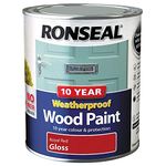 Ronseal 10 Year Weatherproof 2-in-1 Wood Paint Royal Red Gloss 750ml