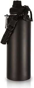 Volhoply 40 oz Insulated Water Bottles Paracord Handle, 1.2L Stainless Steel Sports Bottle with Spout Lid, Double Walled Travel Water Thermos with Wide Mouth, Reusable Water jug for Adults (Black, 1 Set)