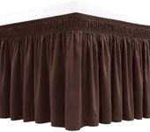 (Queen, Chocolate) - Wrap Around Bed Skirt Elastic Dust Ruffle Easy Fit Wrinkle and Fade Resistant Solid Colour Hotel Quality Fabric (Queen, Chocolate)