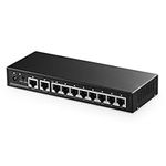 Binardat 10 Port Gigabit Ethernet Switch, 8 Ports 100/1000Mbps, 2 Gigabit Uplink, Support Vlan, Metal Case Unmanaged Plug and Play