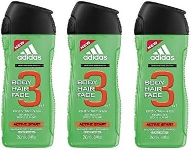 adidas Pack Of 3 Active Start 3 In 1 Shower Gel, Shampoo & Face Wash 250Ml Each