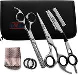 Professional barber hairdressing cutting stylist thinning scissors with feather sharp razor | salon haircutting shears comes in scissor case for men and women - Silver 6" inches