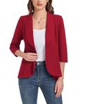 MINTLIMIT Women's Suits & Blazers 3/4 Sleeve Shawl Collar One Button Work Office Blazer Jacket Red Ladies Blazer, XX-Large