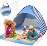 Easy Pop Up Beach Tent 2-3 Person Sun Shelter Lightweight Family Beach Shade UPF 50+ Anti UV Portable Beach Umbrella Automatic Instant Sunshade Canopy with Carry Bag for Baby Adults Family
