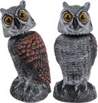 Fake Owl Decoys to Scare Birds Away, Owl Sculptures with Rotating Head, Nature Enemy Scarecrow Plastic Statues, Pest Repellent, Bird Deterrent for Outdoor Yard Garden (2PCS)