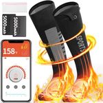 AQV Heated Socks for Men Women, Rechargeable 5000mAh Battery Electric Socks, 4 Adjustable Temperature with App Control, Washable Cold Foot Warmers r for Winter Skiing Cycling Camping Hiking (UK) 4-13