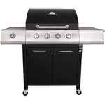 Charles Bentley 5 Burner Premium Gas BBQ In Black With 4 Burners + 1 Side Burner, Warming Rack, Side Table, Built In Thermometer, and Layered Hood For Family BBQs, Parties, And More (136x106cm)