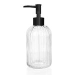 Topsky Glass Soap Dispenser with Plastic Pump, 400ml Liquid Hand Soap Dispenser, Rustproof Pump for Kitchen & Bathroom, Great for Lotions, Essential Oil, Liquid Soaps,Transparent