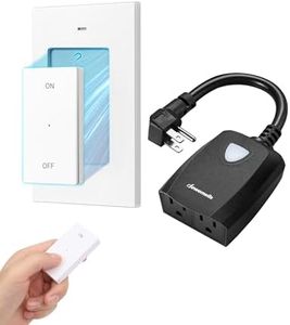 DEWENWILS Outdoor Wireless Remote Control Dual 3-Prong Outlet Weatherproof, Expandable Indoor Electrical Power Strip with Wall/Portable Light Switch, 15A, 7-inch Cord 100FT Range, ETL Listed