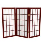 Oriental Furniture 2-Feet Window Pane Desktop Japanese Shoji Privacy Screen Room Divider, 3 Panel Rosewood