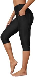 ATTRACO Swim Pants Women High Waisted Swim Capris with Pockets Swimsuit Pants Black XXL