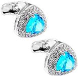 Triangle Crystal Cufflinks Luxury Crystal Gem stone Cuff links (Aqua Blue)