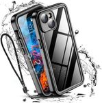 W7ETBEN iPhone 14 Waterproof Case, [IP68 Waterproof] Built-in Screen Protector [10FT Military Shockproof] [Dustproof] [Real 360] Full Body Dropproof Phone Case for iPhone 14 6.1-Black