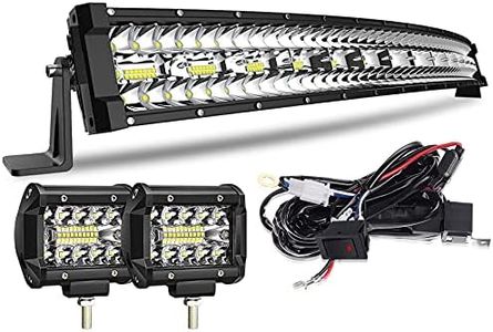 KEENAXIS 32 Inch Curved LED Light Bar Offroad On Grill Bumper Windshied W/Rocker Switch Wiring Harness Kit for Tacoma Polaris RZR F150 ATV Golf Dodge Ram GMC