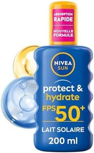 NIVEA SUN Spray Solaire Protect & Hydrate SPF 50+ 200 ml — Crème Solaire résistante à l'eau — Protège et Hydrate — Haute Protection Visage et Corps