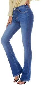 VIPONES Women's Flare Bell Bottom Jeans High Waisted Wide Leg Bootcut Blue Jeans Stretchy Denim Pants(1091, 8)