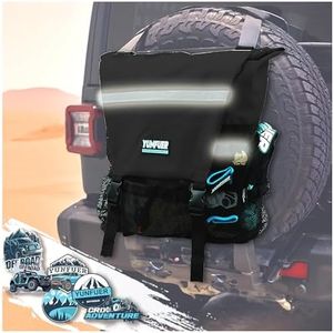 YUNFUER Spare Tire Trash Bag, Heavy Duty Tailgate Trash Bag, Fit up to 40'' Tire, Ultimate Organizer for Off Road, Large Capacity Cargo Spare Tire Storage Package for Truck, SUV or Car (Black)