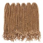 Goddess Crochet Braiding Hair Extensions Hairpieces with Wavy Curly Ends Faux Locs Hair Braids Crochet Locs for Women 16" 6 Bundles - Coffee Brown