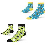 DYNAMOCKS Men's and Women's Combed Cotton Ankle Length Socks (Pack of 2) (Multicolour, Free Size) (CA - Bees + Yin Yang)