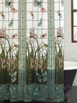 EZON-CH Waterproof Shower Curtain Stained Glass Meadow Flower Dragonfly Print Polyester Fabric Bath Curtain Home Hotel Apartment Bathroom Shower Curtain Stall Size 36x72IN