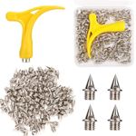 100pcs Running Spikes, 0.25in Stainless Steel Spikes for Track Shoes with 1pcs Spike Wrench Track Spikes Sports Replacement Supplies for Cross Country(Silver 6mm)