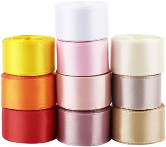 FLOFIA 10 Rouleaux 50M Ruban Couture Satin Mixte Coloris Bande de 25mm en Polyester DIY Décoration Loisirs Créatif pour Emballage Cadeau Artisanat Mariage Cérémonie Faire Nœud Papillon