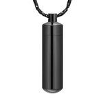 Cremation Jewelry for Ashes Pendant Urn Necklace Cylinder with Glass Vial Keepsake Ashes Memorial Jewelry (Black)