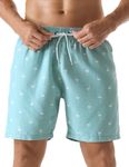 Nonwe Mens Swim Board Shorts Retro Washed Quick Dry Lightweight Beach Shorts, 335-light Blue, 28