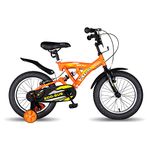 Vaux Eco-Sus Kids Cycle for Boys 16 inch with Suspension for Age 4 to 6 Years, Bicycle for Kids with Steel Frame, Alloy Rims, 16x2.40 Tubular Tyres & V-Brakes, Ideal Height: 3.3ft to 3.9ft(Orange)