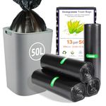 60 x 50 Litre Bin Lines Bags, 13Gallon Food Waste Bags Thicken large Garbage Bags Trash Bags for Kitchen Outdoor Office Bedroom Bathroom Trash Can Liners(60x80cm,Black)