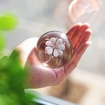 HDCRYSTALGIFTS Crystal 2.4 inch (60mm) Four-Leaf Clover Crystal Ball with Sliver-Plated Flowering Stand,Fengshui Glass Ball Lucky St Patricks Day Gift for Women Home Table Shelf Decorations