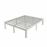 KZZLOL White Queen Bed Frame 16 Inch, Metal Bed Frame Queen Size No Box Spring Needed, DIY Headboard, Heavy Duty Steel Support 3500 LBS, Noiseless, Round Corner Leg, Storage Space, Easy Assemblys