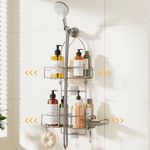 Yofidra Shower Caddy Hanging Adjustable Over the Shower Head Organizer Rustproof Bathroom Shower Shelves Shower Rack with Soap Basket Easy Install Shower Caddy -Silver