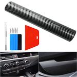 6D High Glossy Carbon Fiber Vinyl Wrap 30 * 300CM Self-adhesive Bubble-free Waterproof Wrap Roll Contain Installation Tool Set for Car Interior, DIY Motorcycles and Laptop