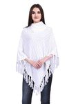 Ewools Women's Cape Poncho Coat White Pure White Xl