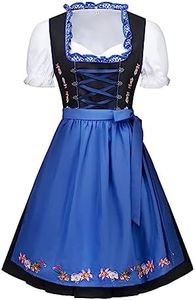 IIBOOYYE Women's 3 Pieces German Dirndl Dress Traditional Costumes for Oktoberfest Carnival Halloween Blue S