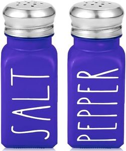 Purple Salt and Pepper Shakers Set by Brighter Barns - Modern Farmhouse Kitchen Decor for Home - Purple Kitchen Decor, Purple Kitchen Accessories - Glass Shakers & Stainless Steel Lids (Purple)