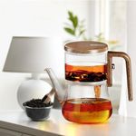 AGARO Elite Borosilicate Glass Tea Pot for Loose Tea, Stainless Steel Infuser, 760ml, Anti Scaled Side Handle, Heat Resistant, One-Touch Magnetic Filtration & Water Separation, for Home & Office