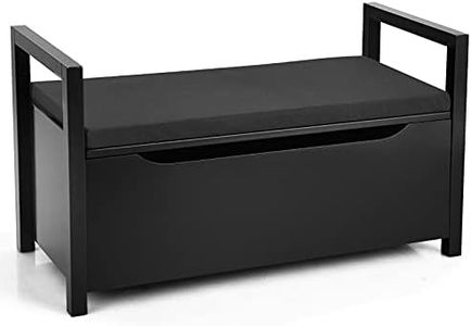 Giantex Shoe Changing Bench, Entryway Shoe Storage Bench w/Flip-up Padded Seat and Side Handle, Multipurpose Storage Chest Bench Toy Box for Living Room, Bedroom, Hallway, Entrance (Black)