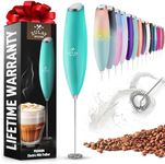 Zulay Powerful Milk Frother for Coffee with Upgraded Titanium Motor - Handheld Frother Electric Whisk, Milk Foamer, Mini Mixer & Coffee Blender Frother for Frappe, Latte, Matcha, No Stand - Aqua