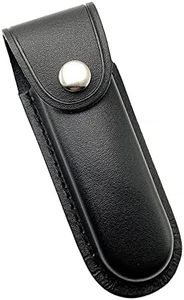DONGKER Pocket Knife Sheath, Folding Knife Case Leather Knife Holster with Snap Closure Belt Loop for 5" Folding Pocket Knife(without knife)