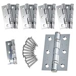 Door Hinges 3" 76mm Ball Bearing 5 Pair Pack [10 Hinges & Screws] Polished Chrome