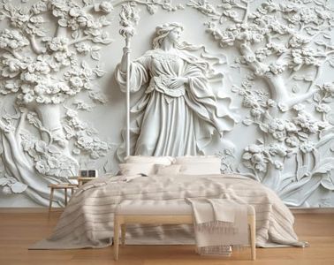 Yuananyy Stereo Woman Statue Wall Mural, Relief Tree and Flowers 3D Wallpaper Peel and Stick Mural, Nordic Modern Art Wall Murals Self‑Adhesive Wallpaper for Boys and Girls Bedroom 195" W x 120" H